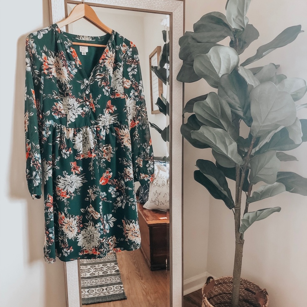 Green Multicolor Floral Midi Dress